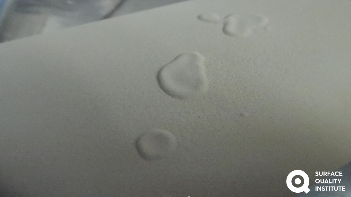 When the coating is applied, blisters form on the surface (before curing)
