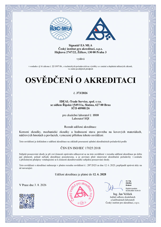 Osvědčení o akreditaci
